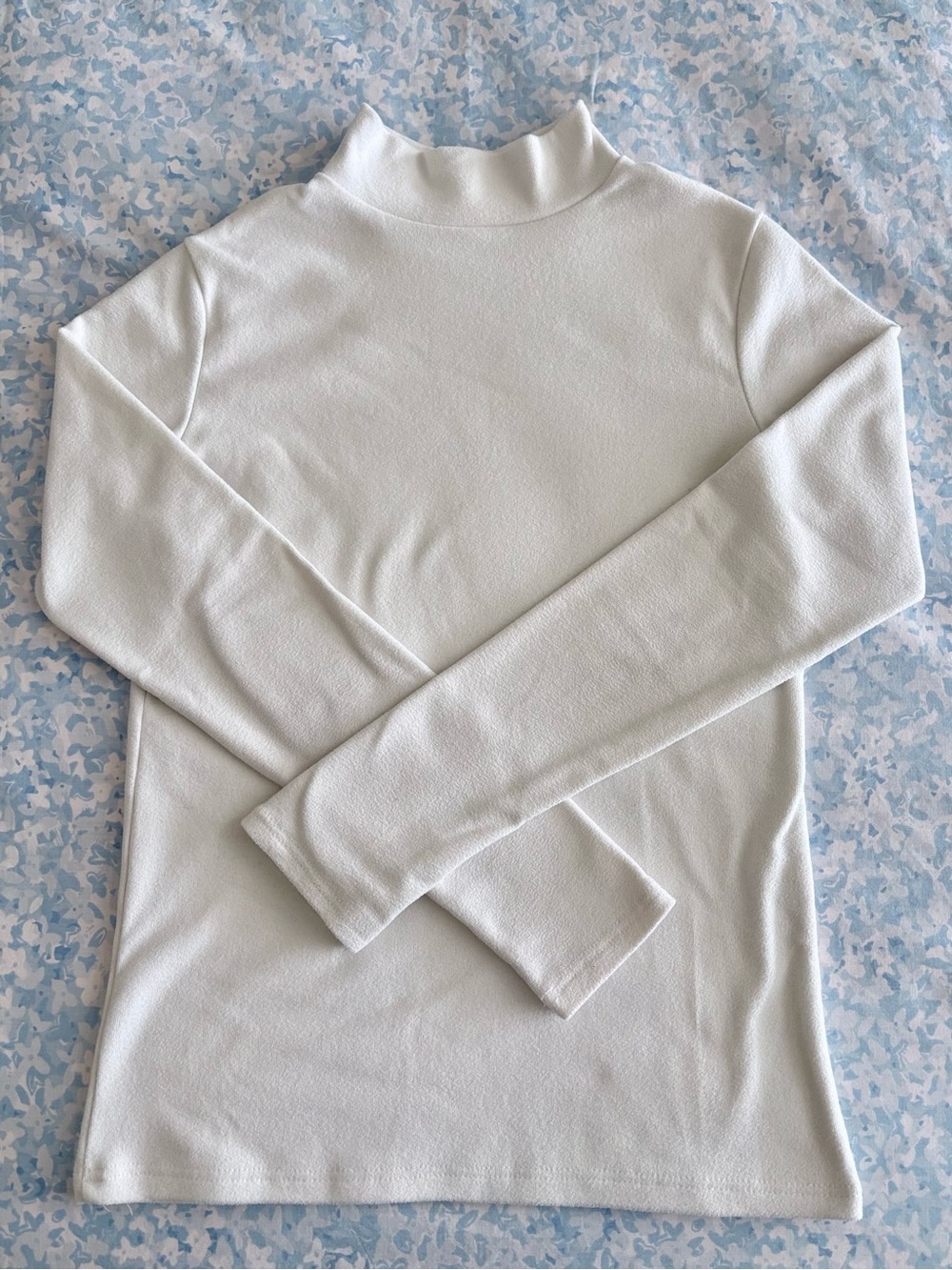 White Mock Neck Long Sleeve Top
